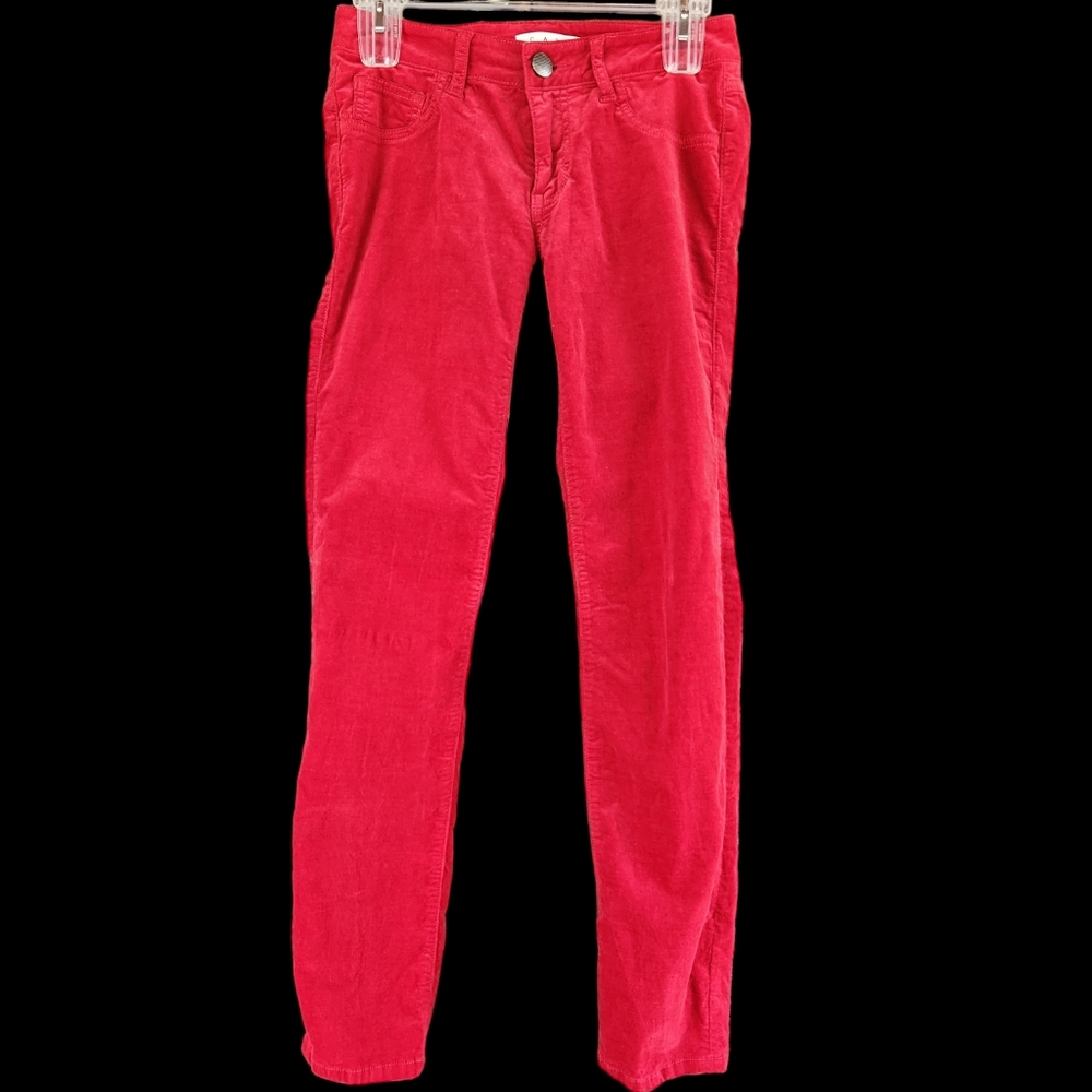 CABI #160 Crimson Red Velvety Corduroy Skinny Pants Size 0